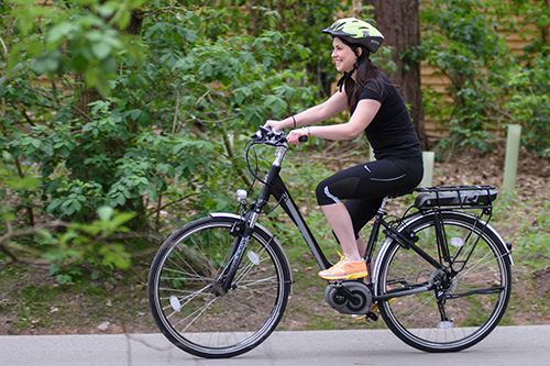 Woman on an electric bike