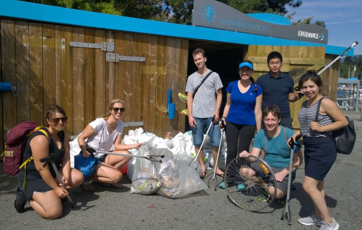 The team volunteering at the Great Canadian Shoreline clean up